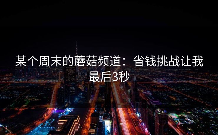 某个周末的蘑菇频道：省钱挑战让我最后3秒