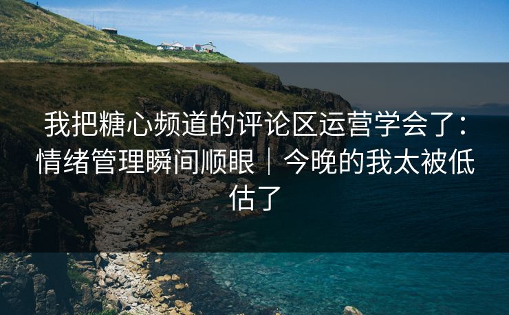 我把糖心频道的评论区运营学会了:情绪管理瞬间顺眼|今晚的我太被低估了 我把糖心频道的评论区运营学会了:情绪管理瞬间顺眼|今晚的我太被低估了