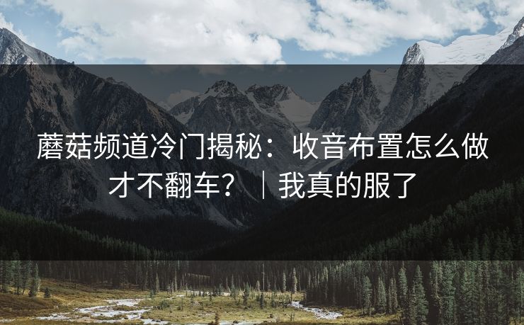蘑菇频道冷门揭秘:收音布置怎么做才不翻车?|我真的服了 蘑菇频道冷门揭秘:收音布置怎么做才不翻车?|我真的服了