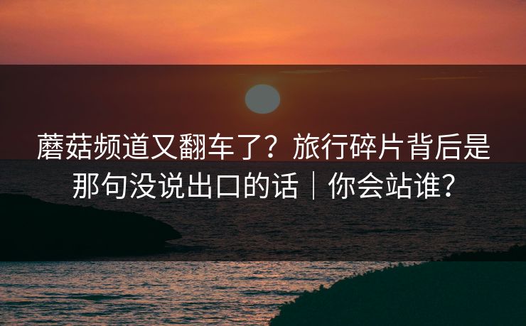 蘑菇频道又翻车了?旅行碎片背后是那句没说出口的话|你会站谁? 蘑菇频道又翻车了?旅行碎片背后是那句没说出口的话|你会站谁?