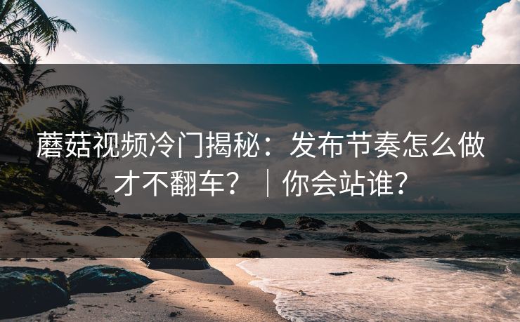 蘑菇视频冷门揭秘：发布节奏怎么做才不翻车？｜你会站谁？
