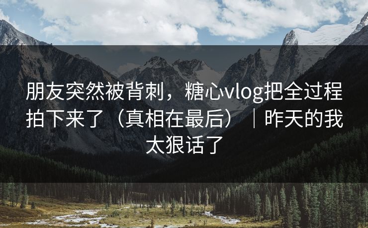 朋友突然被背刺，糖心vlog把全过程拍下来了（真相在最后）｜昨天的我太狠话了