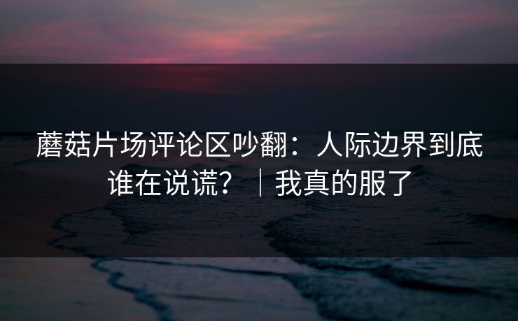 蘑菇片场评论区吵翻:人际边界到底谁在说谎?|我真的服了 蘑菇片场评论区吵翻:人际边界到底谁在说谎?|我真的服了