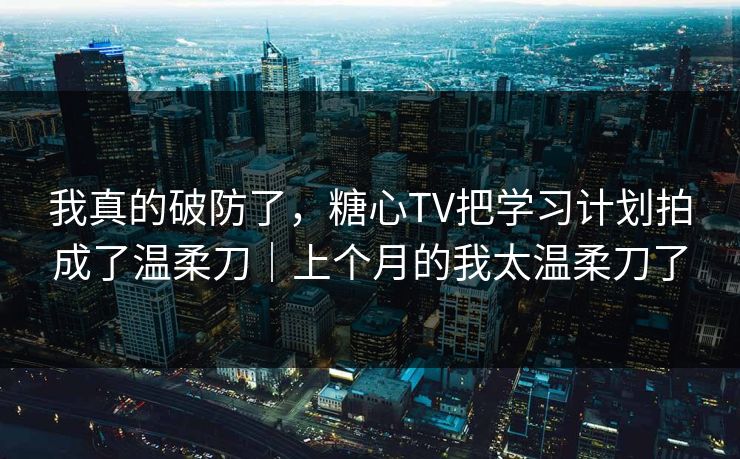 我真的破防了，糖心TV把学习计划拍成了温柔刀｜上个月的我太温柔刀了