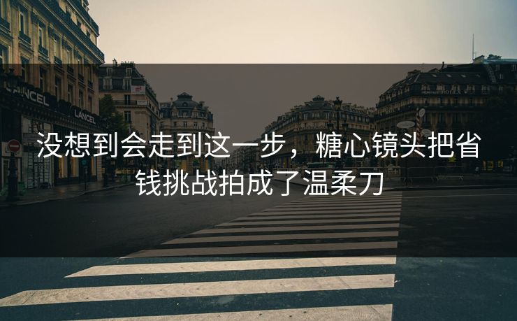 没想到会走到这一步，糖心镜头把省钱挑战拍成了温柔刀