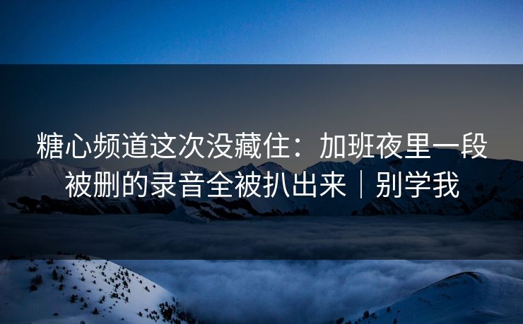 糖心频道这次没藏住：加班夜里一段被删的录音全被扒出来｜别学我